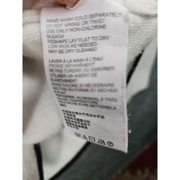 ANTHROPOLOGIE Women's Med IVANNA LIZZIE MOCK NECK BLack TRIM WHITE SWEATER - Picture 5 of 11